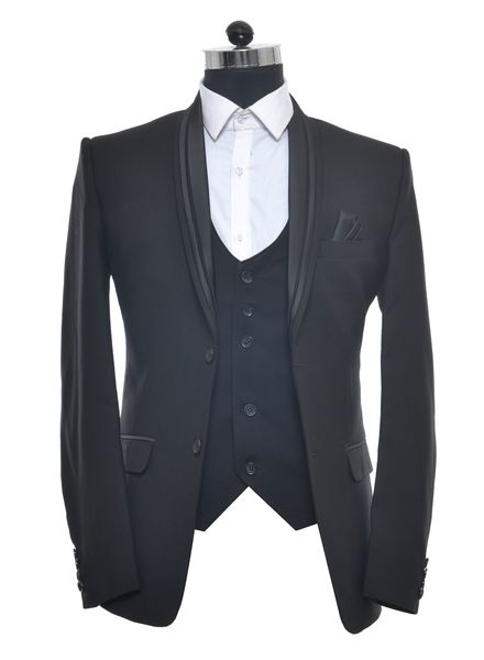 Suits Polyester Viscose Party Wear Regular fit Single Breasted Designer Self 3 Piece Suit La Scoot