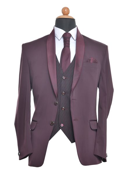 Suits Polyester Viscose Party Wear Regular fit Single Breasted Designer Solid 5 Piece Suit La Scoot