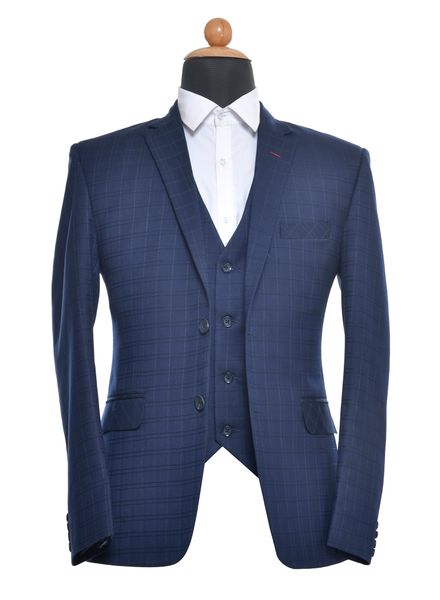 Suits Polyester Viscose Formal wear Regular fit Single Breasted Basic Check 3 Piece Suit La Scoot