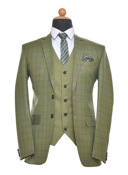 Suits Polyester Viscose Formal wear Regular fit Single Breasted Basic Check 5 Piece Suit La Scoot