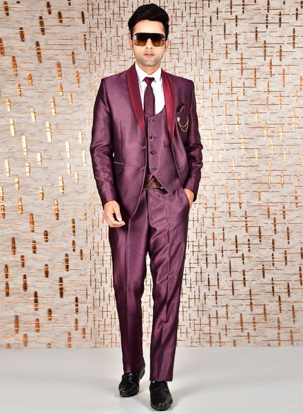 Suits Polyester Party Wear Regular fit Single Breasted Designer Self 5 Piece Suit Zed Club