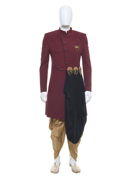 Sherwani Polyester Ethnic Wear Regular Fit Designer Solid La Scoot