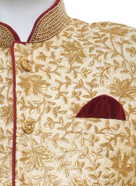 Sherwani Jacquard Ethnic Wear Regular Fit Hanger Cover Packing Designer Embroidery Pyjama La Scoot