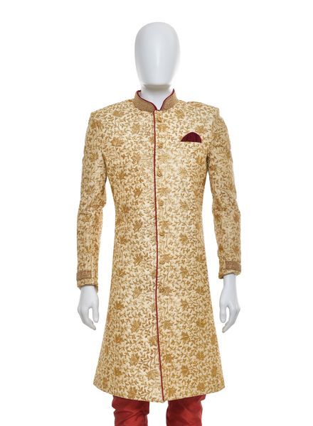 Sherwani Jacquard Ethnic Wear Regular Fit Hanger Cover Packing Designer Embroidery Pyjama La Scoot