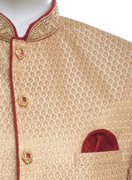 Sherwani Jacquard Ethnic Wear Regular Fit Hanger Cover Packing Designer Embroidery Churidar La Scoot