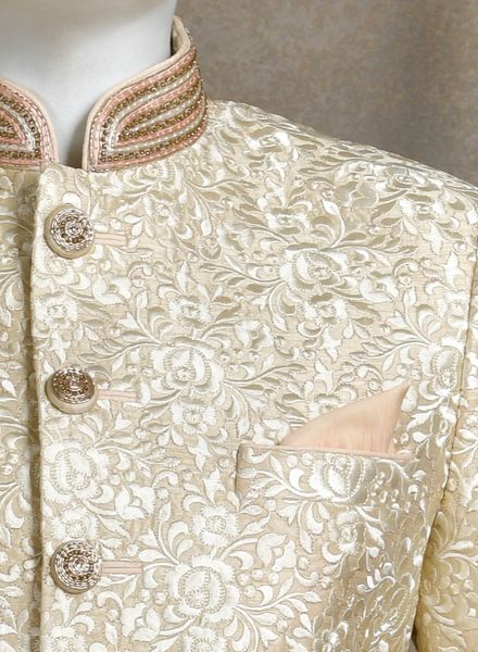 Sherwani Polyester Ethnic Wear Slim Fit Hanger Cover Packing Designer Embroidery Pyjama La Scoot