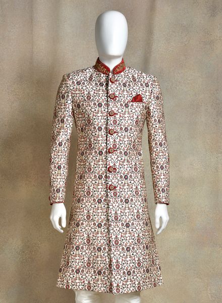 Sherwani Silk Ethnic Wear Slim Fit Hanger Cover Packing Designer Embroidery Pyjama La Scoot