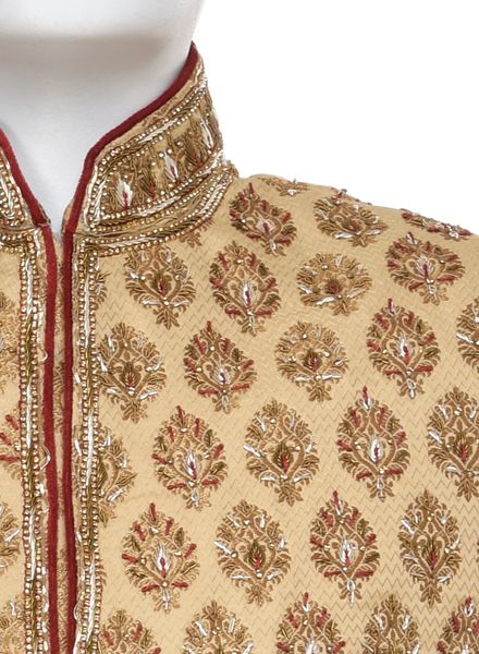 Sherwani Polyester Ethnic Wear Slim Fit Designer Embroidery La Scoot