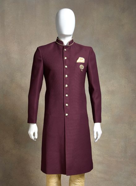 Sherwani Polyester Ethnic Wear Regular Fit Hanger Cover Packing Designer Embroidery La Scoot