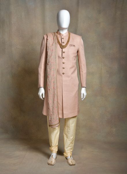 Sherwani Jacquard Ethnic Wear Regular Fit Hanger Cover Packing Designer Embroidery La Scoot
