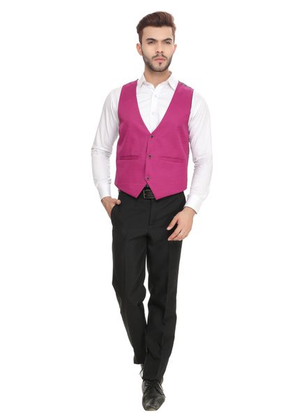 Waist Coat Polyester Party Wear Regular fit V Neck Designer Solid Waistcoat La Scoot