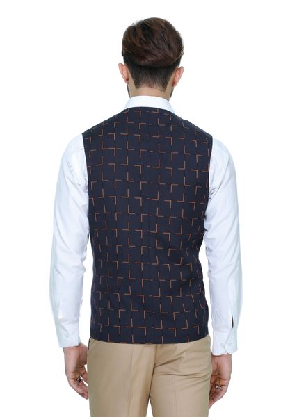 Waist Coat Polyester Party Wear Regular fit Double Breasted Designer Printed Waistcoat La Scoot