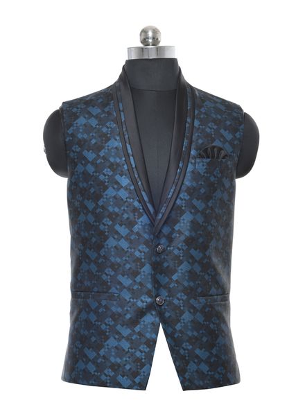 Waist Coat Polyester Party Wear Regular fit Single Breasted Designer Printed Waistcoat La Scoot