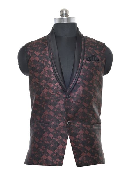 Waist Coat Polyester Party Wear Regular fit Single Breasted Designer Printed Waistcoat La Scoot