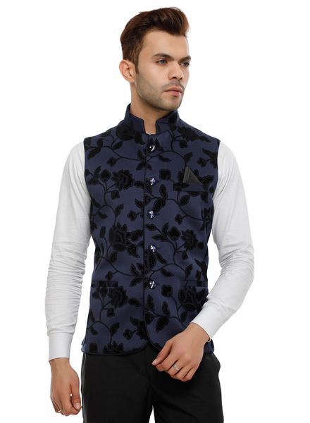 Waistcoat for mens on sale party wear blue