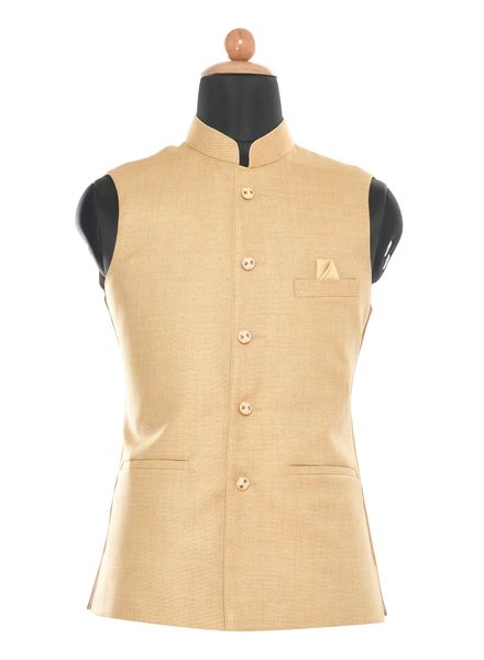 Waist Coat Jute Party Wear Regular fit Nehru Collar Designer Solid Waistcoat La Scoot