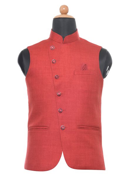 Waist Coat Jute Party Wear Regular fit Nehru Collar Designer Solid Waistcoat La Scoot