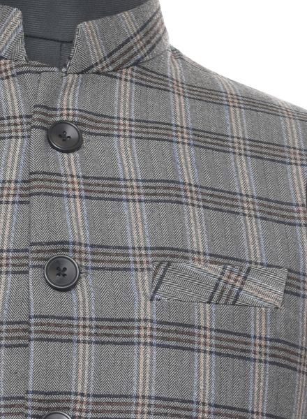 Waist Coat Polyester Cotton Formal Wear Regular fit Nehru Collar Designer Check Waistcoat La Scoot