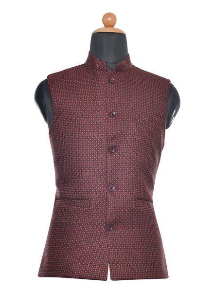 Waist Coat Jute Party Wear Regular fit Nehru Collar Designer Printed Waistcoat La Scoot