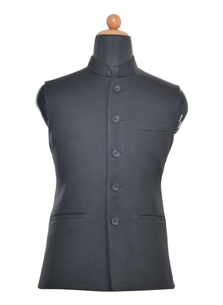 Waist Coat Polyester Cotton Party Wear Regular fit Nehru Collar Basic Check Waistcoat La Scoot