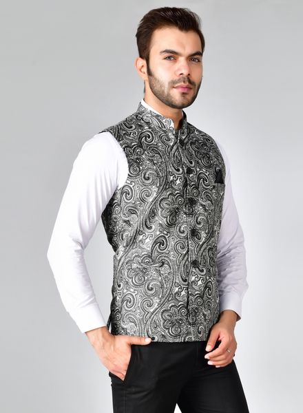 Black printed waistcoat Clearance