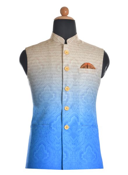 Waist Coat Polyester Cotton Party Wear Regular fit Nehru Collar Designer Printed Waistcoat La Scoot