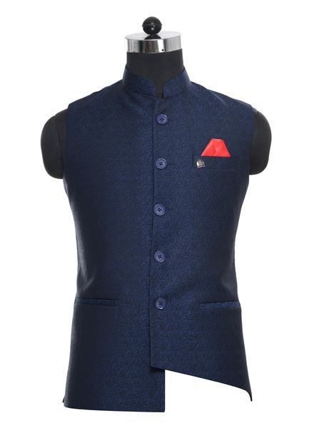 Waist Coat Polyester Party Wear Regular fit Nehru Collar Designer Printed Waistcoat La Scoot