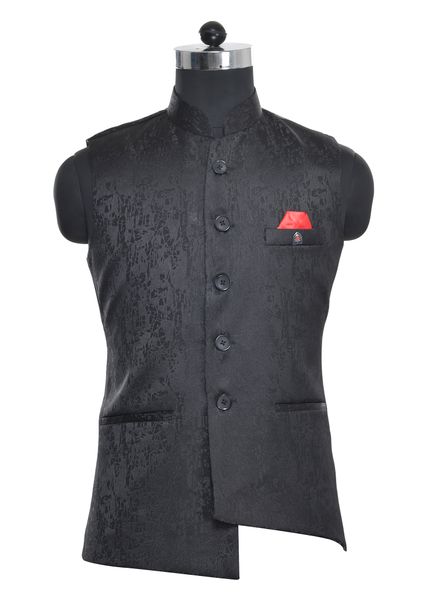 Waist Coat Polyester Party Wear Regular fit Nehru Collar Designer Printed Waistcoat La Scoot