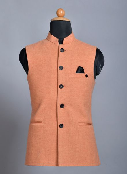 Waist Coat Tweed Party Wear Regular fit Nehru Collar Basic Solid Waistcoat La Scoot