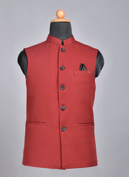 Waist Coat Tweed Formal Wear Regular fit Nehru Collar Basic Solid Waistcoat La Scoot