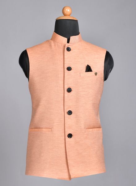 Waist Coat Polyester Cotton Formal Wear Regular fit Nehru Collar Basic Solid Waistcoat La Scoot