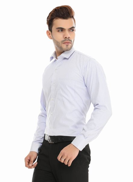 ShirtsCotton Blend Formal Wear Regular Fit Basic Collar Full Sleeve Stripe Kanwood