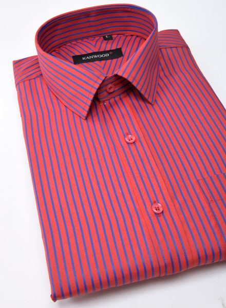 ShirtsPolyester Cotton Casual Wear Slim Fit Basic Collar Full Sleeve Stripe Kanwood