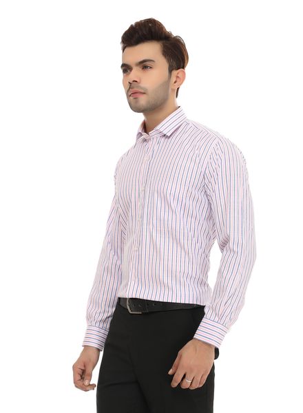 Polyester Cotton Formal Wear Regular Fit Basic Collar Full Sleeve Stripe Kanwood