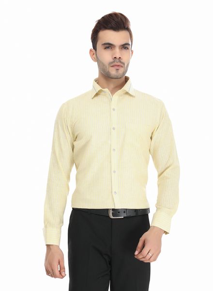 Shirts Linen Formal Wear Slim Fit Basic Collar Full Sleeve Stripe La Scoot
