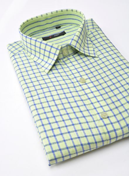 ShirtsLinen Formal Wear Regular Fit Basic Collar Half Sleeve Check Perry